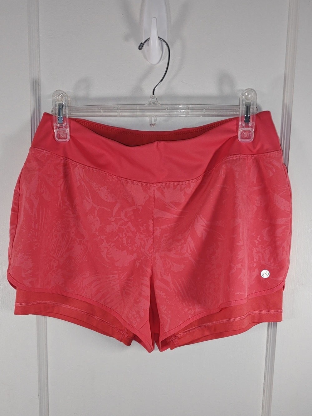 Apana Coral Pink Floral Jacquard Athletic Shorts